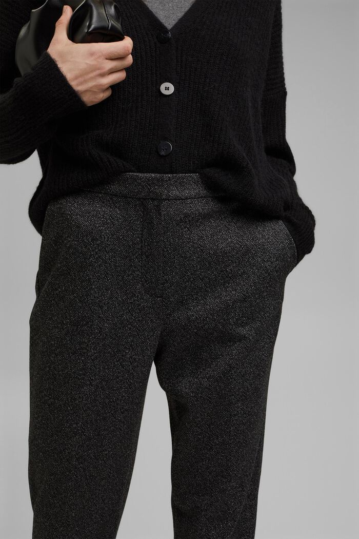Mix + match HERRINGBONE strečové kalhoty, BLACK, detail image number 2