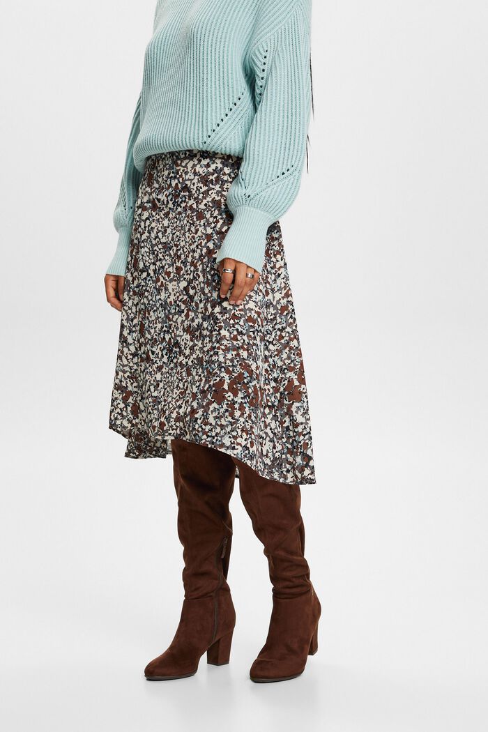 Z recyklovaného materiálu: vzorovaná midi sukně, BROWN, detail image number 0