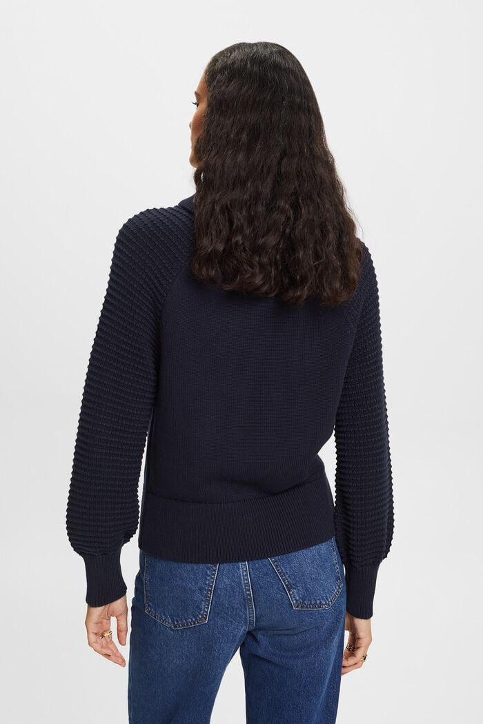 Bavlněný pulovr s nízkým rolákovým límcem, NAVY, detail image number 4