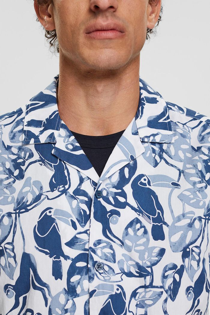 Košile s krátkými rukávy a s tropickým potiskem, 100% bavlna, BLUE, detail image number 3