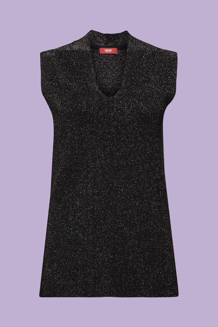 Třpytivá vesta z žebrové pleteniny, BLACK, detail image number 6