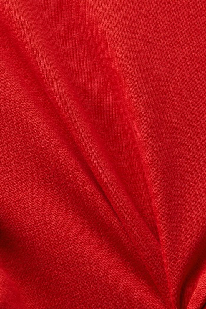 Bavlněné tričko se špičatým výstřihem, DARK RED, detail image number 4