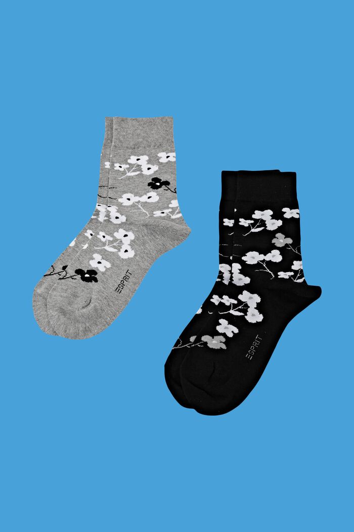 Ponožky s potiskem, z hrubé pleteniny, 2 páry, GREY / BLACK, detail image number 1