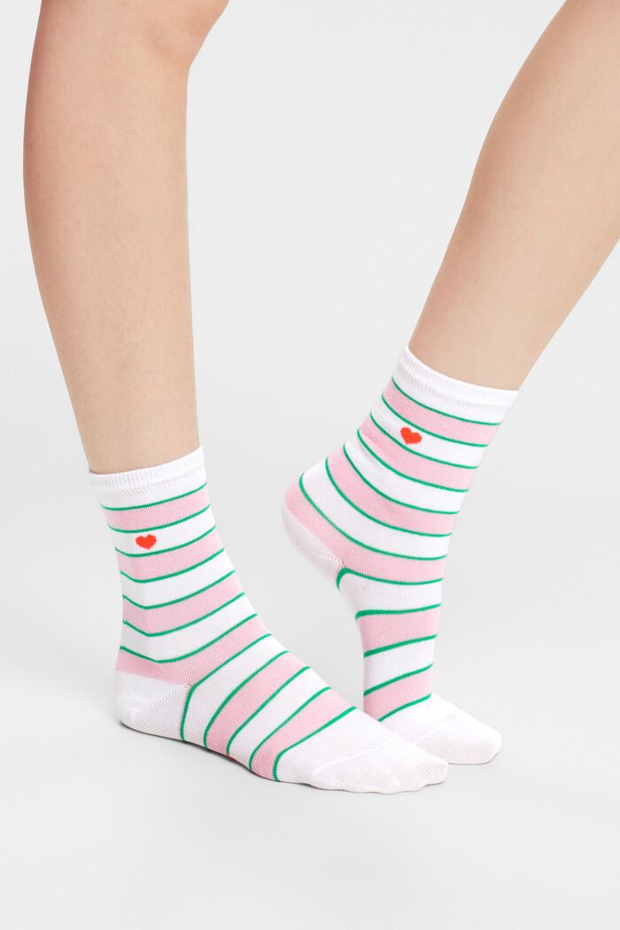 Proužkované ponožky, 2 páry v balení, OFF WHITE, detail image number 1