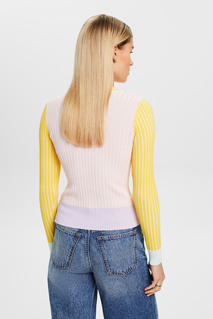 Žebrový pulovr s barevnými bloky, PASTEL PINK, detail image number 3