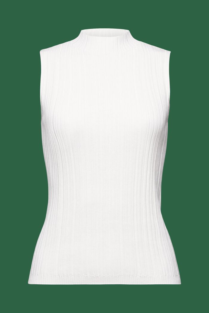 Žebrovaný svetr bez rukávů, WHITE, detail image number 6