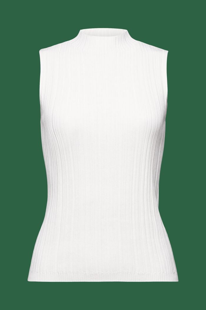 Žebrovaný svetr bez rukávů, WHITE, detail image number 6