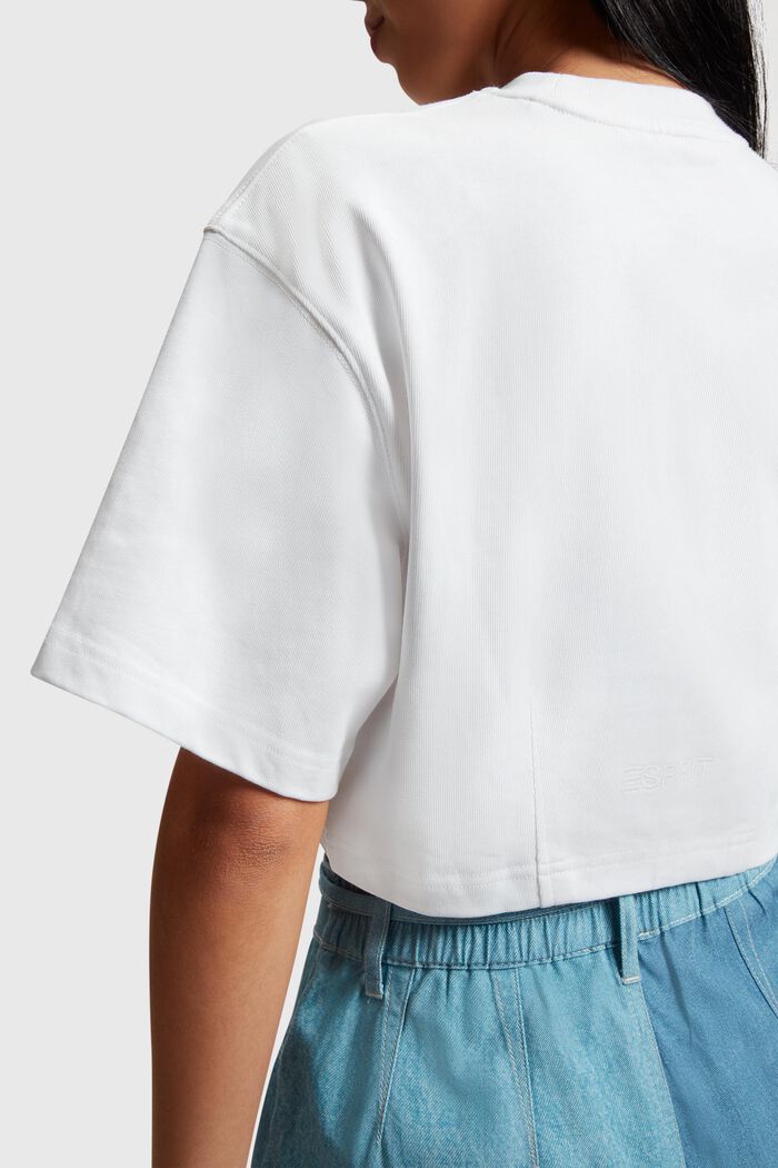 Denim Not Denim zkrácené triko, indigo potisk, WHITE, detail image number 3