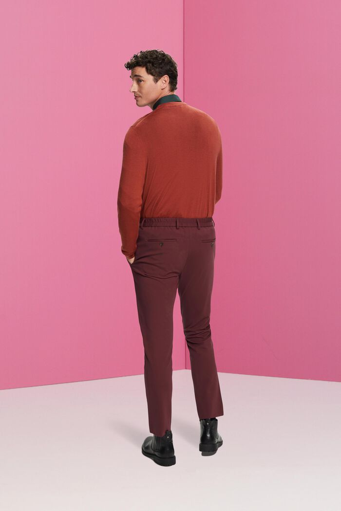 Oblekové kalhoty z žerzeje piké, BORDEAUX RED, detail image number 3