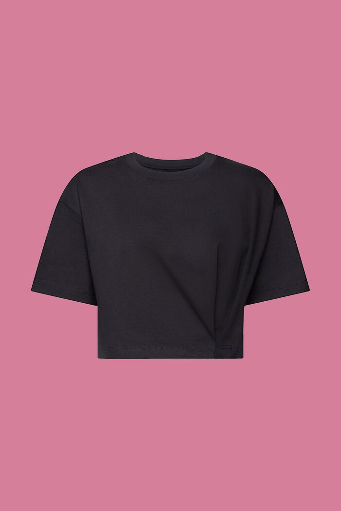 Zkrácené tričko s kulatým výstřihem, z žerzeje, BLACK, detail image number 6