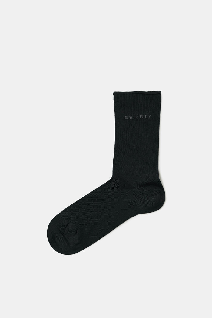 Ponožky se srolovanými náplety, ze směsi s bavlnou, BLACK, detail image number 0
