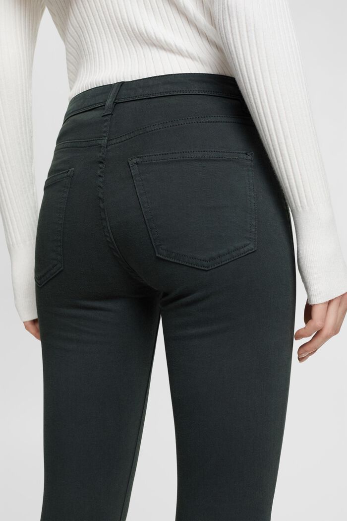 Strečové kalhoty Slim Fit, středně vysoký pas, DARK TEAL GREEN, detail image number 4