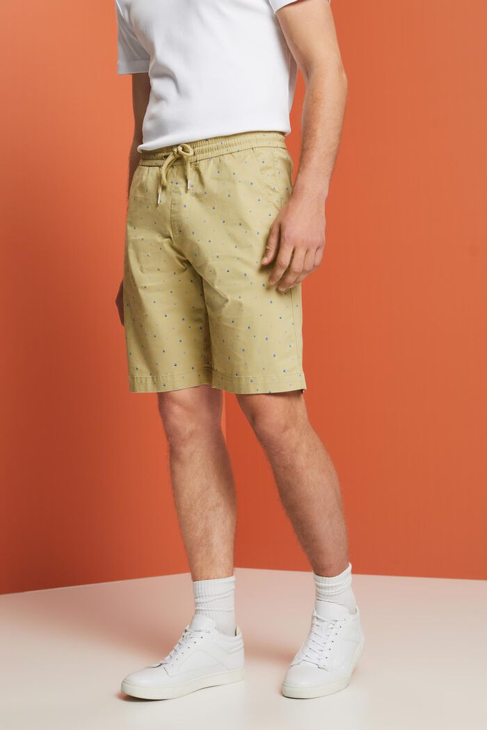 Vzorované šortky bez zapínání, strečová bavlna, PASTEL GREEN, detail image number 0