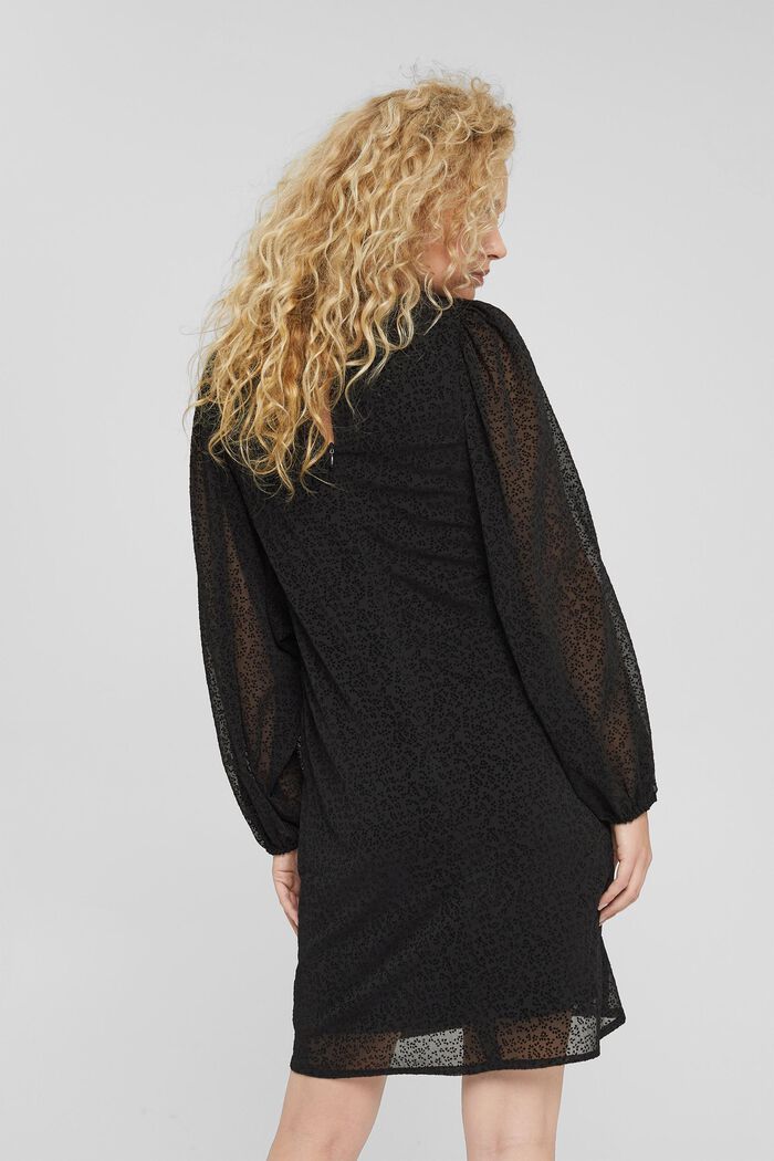 Šifonové šaty se vzorem se vzhledem sametu, BLACK, detail image number 2