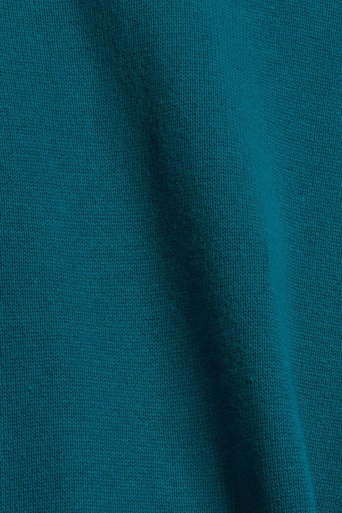 Basic pletené šaty ze směsi bio bavlny, EMERALD GREEN, detail image number 1