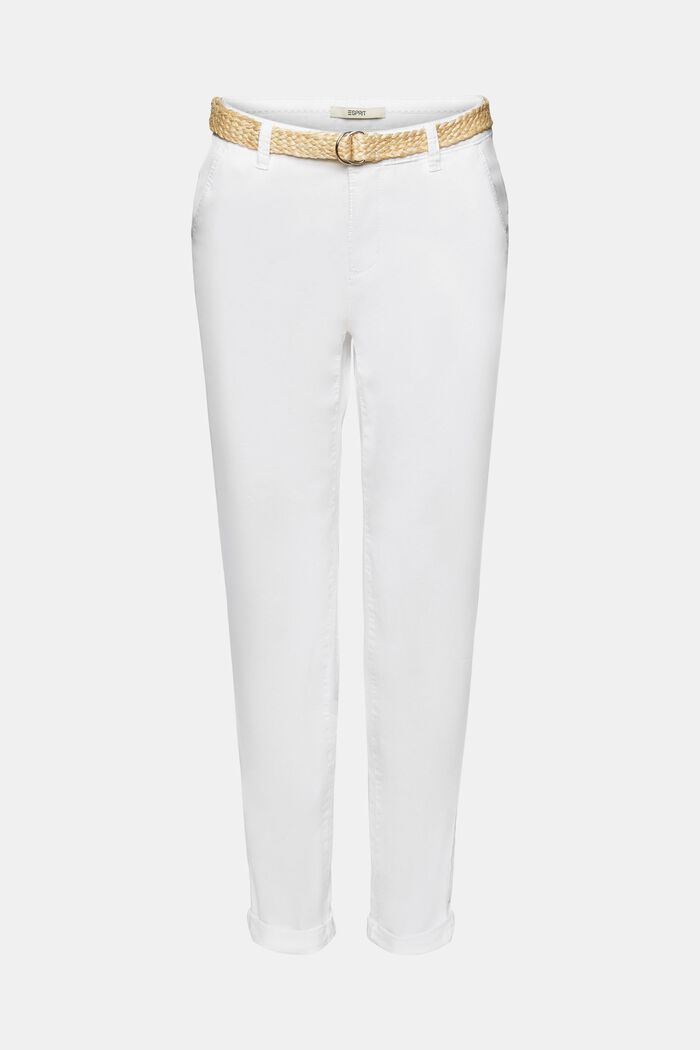 Chino kalhoty s páskem, WHITE, detail image number 7