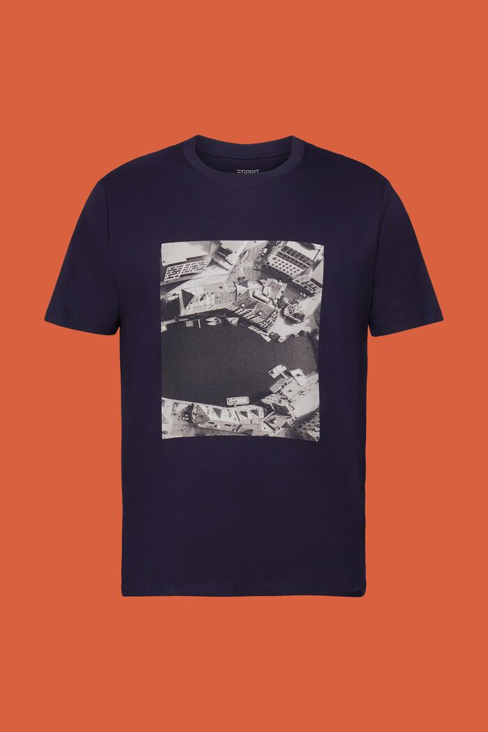 Potištěné žerzejové tričko, 100% bavlna, NAVY, detail image number 6