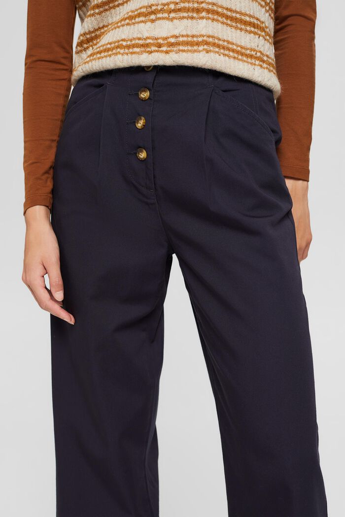 Široké kalhoty s knoflíkovou lištou, 100% bavlna, NAVY, detail image number 2