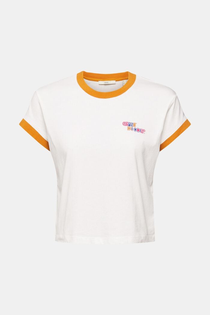 Zkrácené tričko s logem, 100% bavlna, OFF WHITE, overview