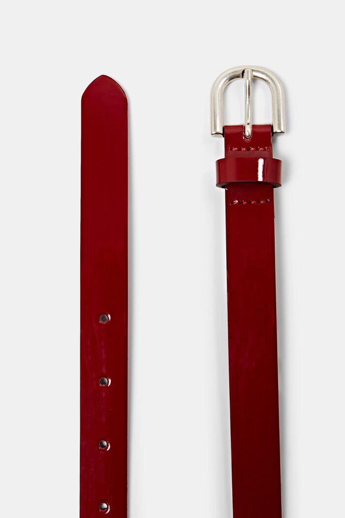 Úzký pásek z lakované imitace kůže, DARK RED, detail image number 1