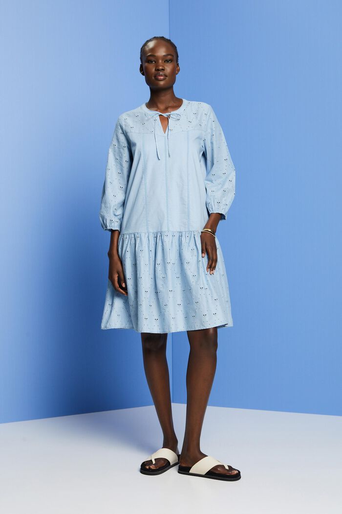 Vyšívané šaty, 100% bavlna, LIGHT BLUE LAVENDER, detail image number 1