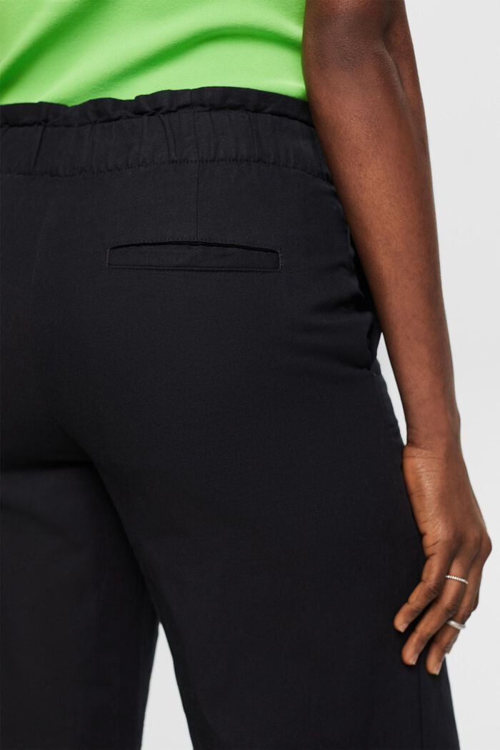 Zkrácená kalhotová sukně z bavlny se lnem, BLACK, detail image number 3