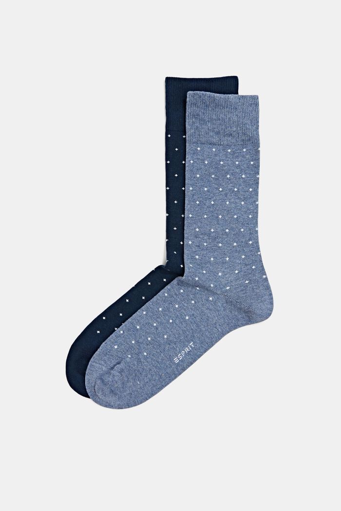 Puntíkované ponožky z hrubé pleteniny, 2 páry, NAVY/BLUE, detail image number 0