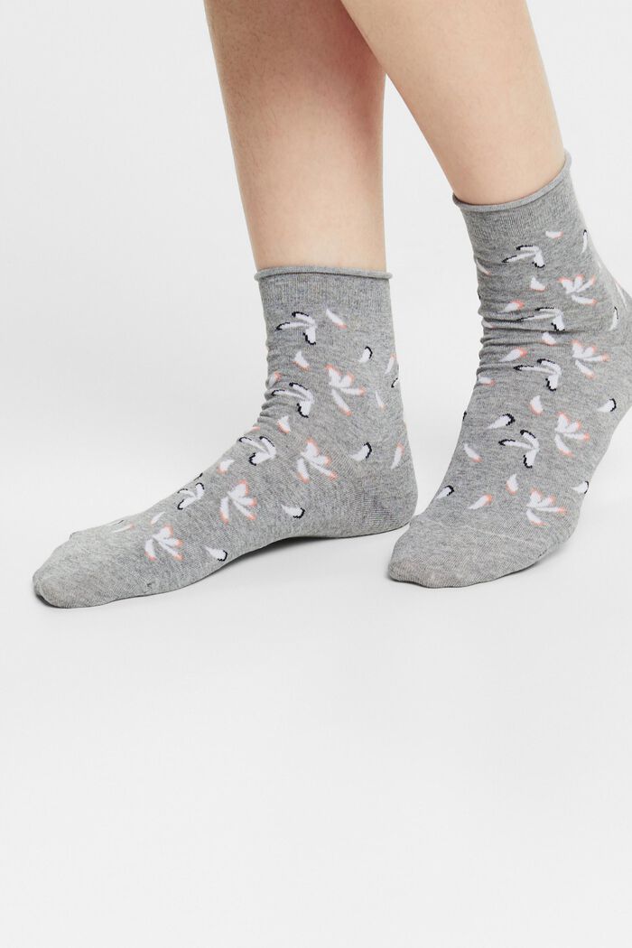 Ponožky z pleteniny s potiskem, 2 páry v balení, LIGHT GREY, detail image number 1