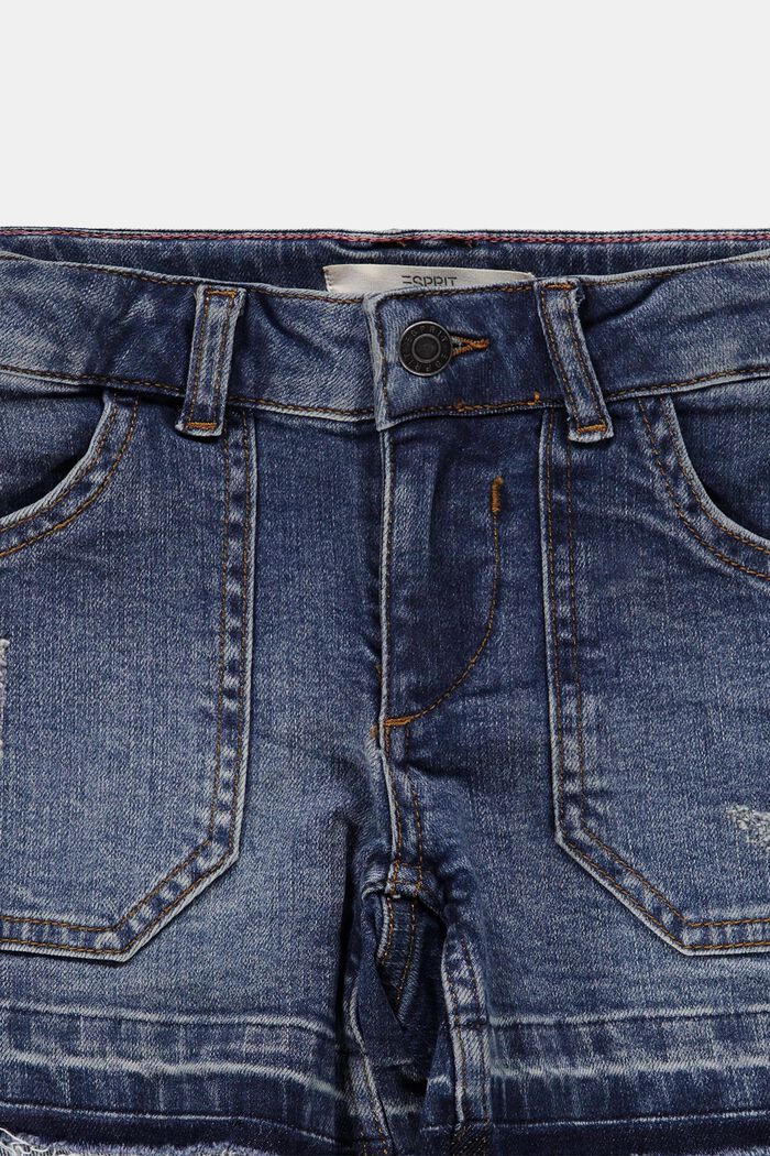 Z recyklovaného materiálu: džínové šortky s variabilním pasem, BLUE MEDIUM WASHED, detail image number 2
