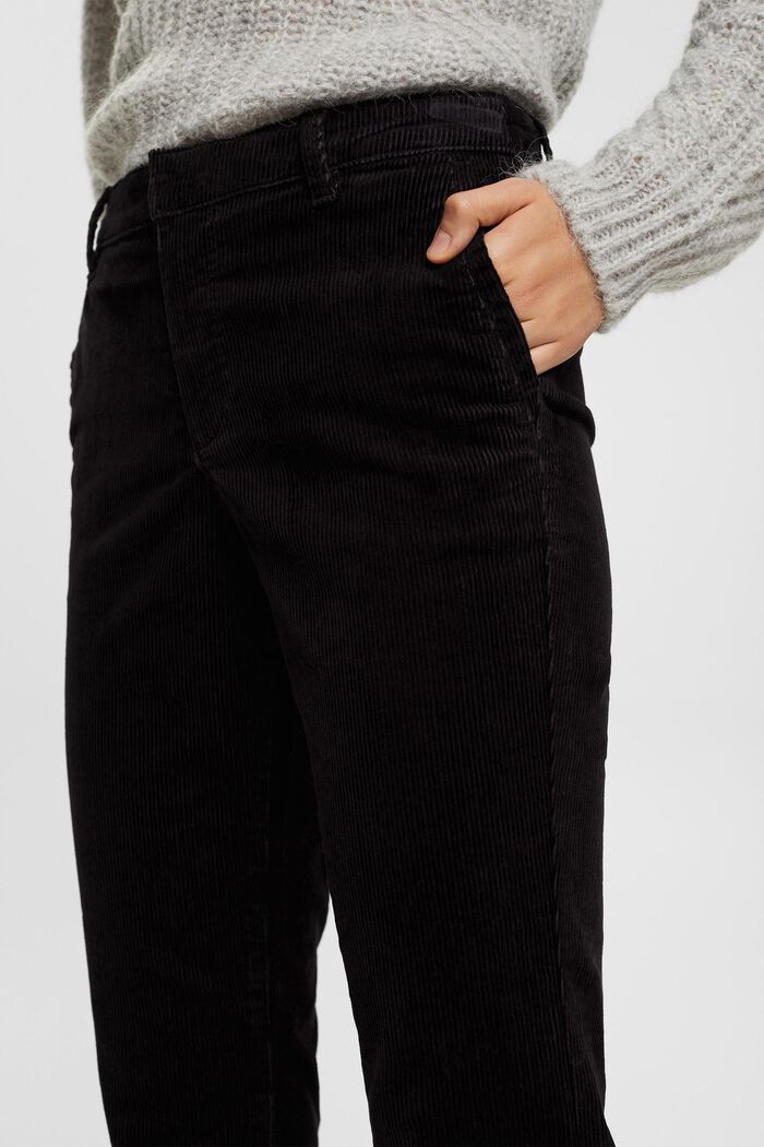 Manšestrové kalhoty se středně vysokým pasem, BLACK, detail image number 0