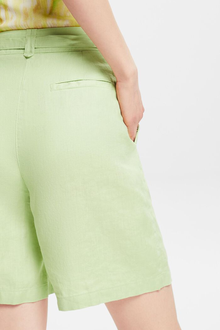 Lněné šortky se širokými nohavicemi, LIGHT GREEN, detail image number 4