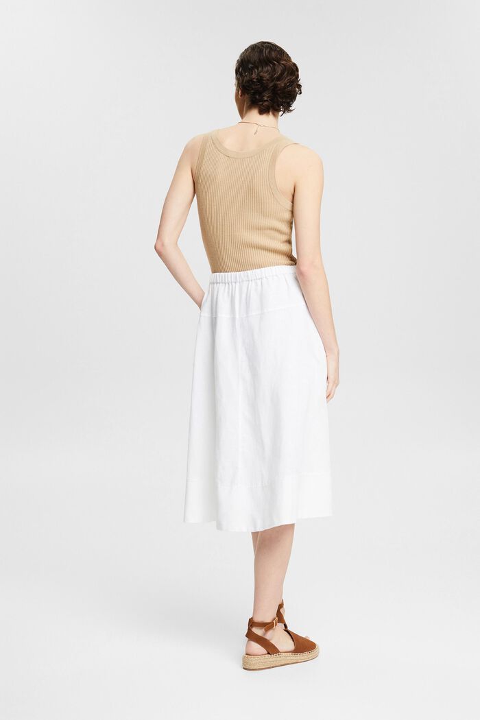 Midi sukně: ze směsi se lnem, WHITE, detail image number 3