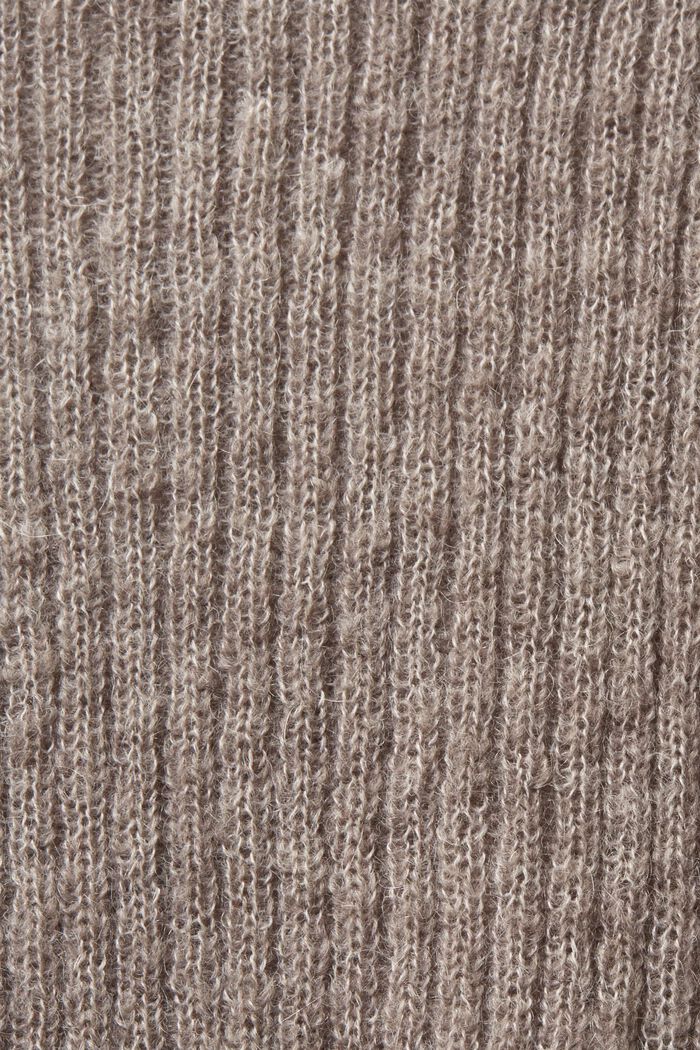 Pletený pulovr s copánkovým vzorem a s nízkým rolákem, BROWN GREY, detail image number 7