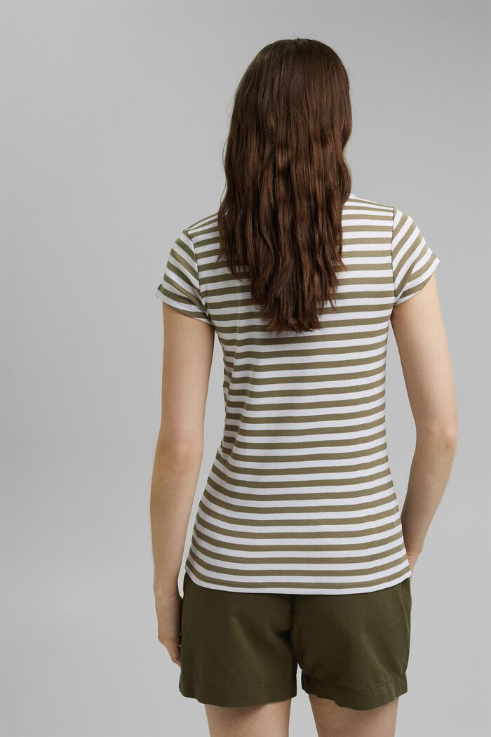 Tričko s pruhovaným vzorem, bio bavlna, LIGHT KHAKI, detail image number 3