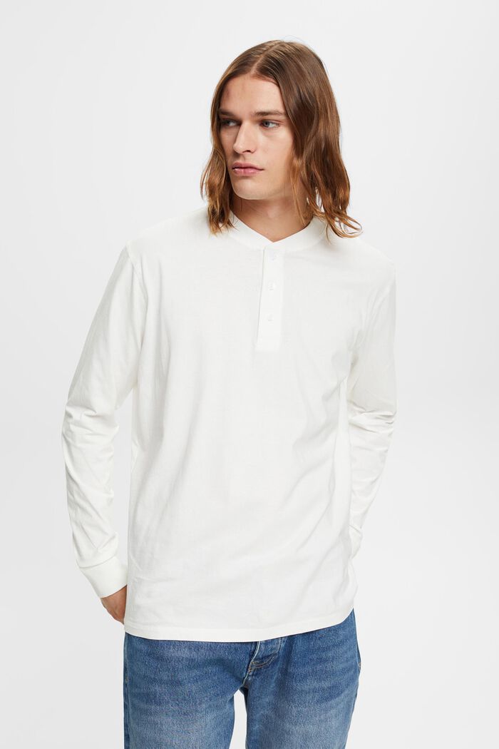 Tričko s dlouhým rukávem a knoflíky, OFF WHITE, detail image number 0