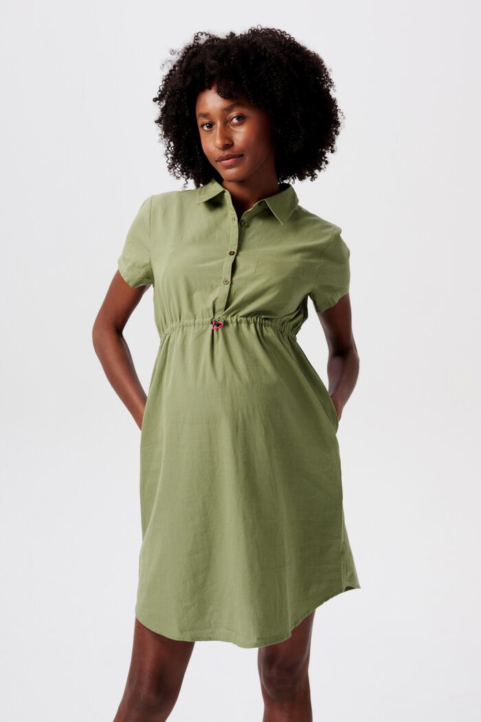 MATERNITY Košilové šaty na kojení, OLIVE GREEN, detail image number 0