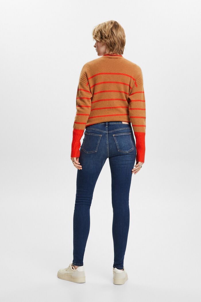 Z recyklovaného materiálu: strečové skinny džíny s vysokým pasem, BLUE LIGHT WASHED, detail image number 3