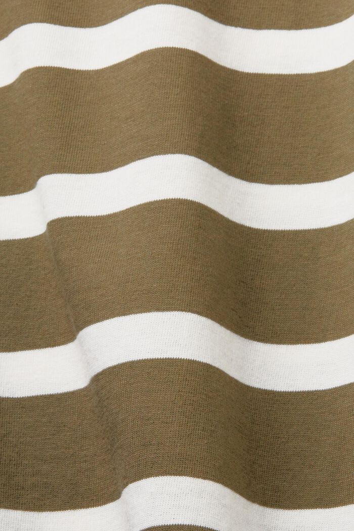 Pruhované tričko z bavlněného žerzeje, KHAKI GREEN, detail image number 5