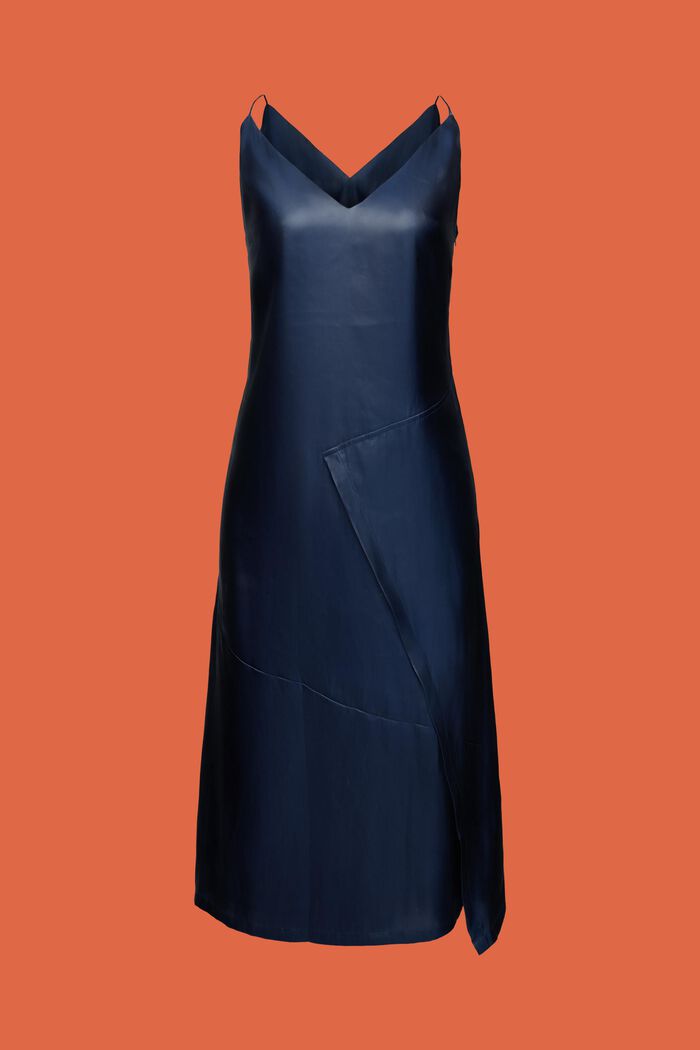 Metalické šaty slip dress s přetočeným detailem na zádech, NAVY, detail image number 4