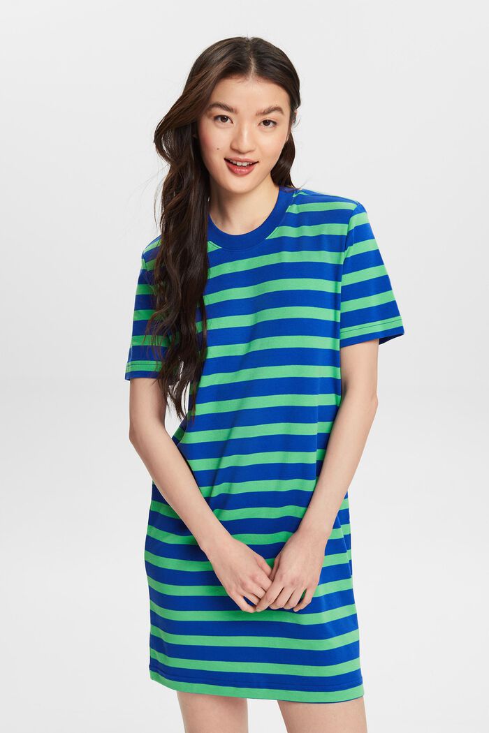 Proužkované tričkové šaty s vycpávkami, BRIGHT BLUE, detail image number 0