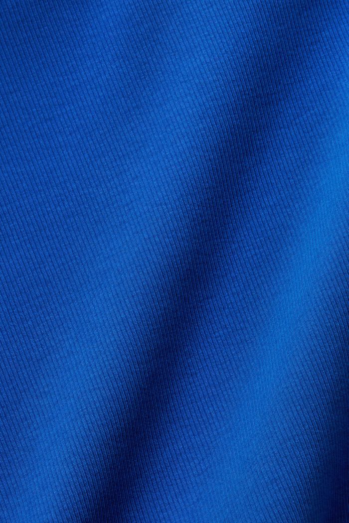 Zkrácené žebrové tričko z bavlny, BRIGHT BLUE, detail image number 5