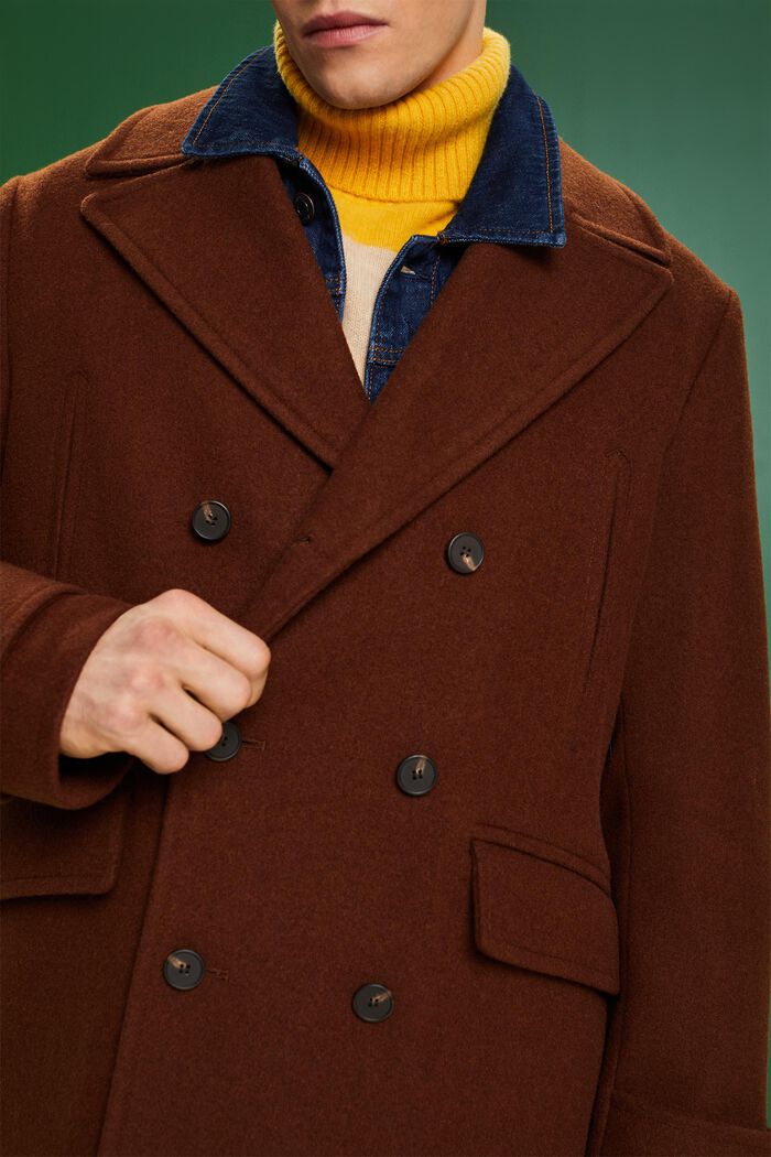 Dvouřadý kratší kabát z vlněné směsi, BARK, detail image number 3