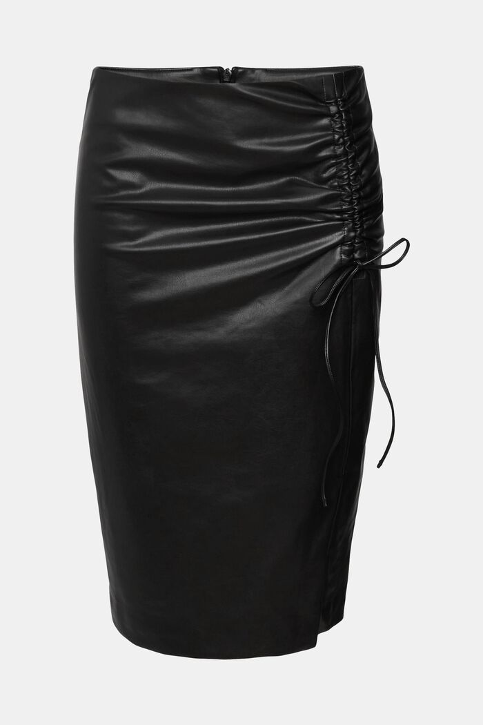 Pouzdrová sukně z imitace kůže, s nabíráním, BLACK, detail image number 7
