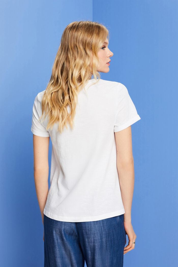 Basic tričko s kulatým výstřihem, 100 % bavlna, WHITE, detail image number 3