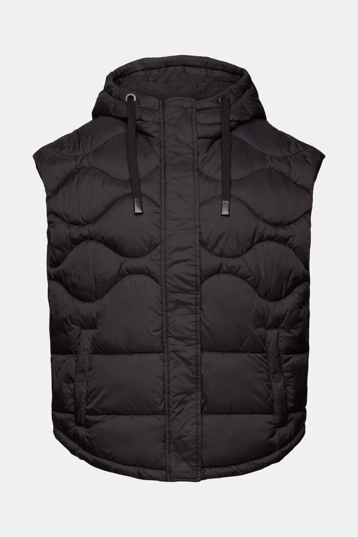 Z recyklovaného materiálu: prošívaná vesta s kapucí, BLACK, detail image number 6