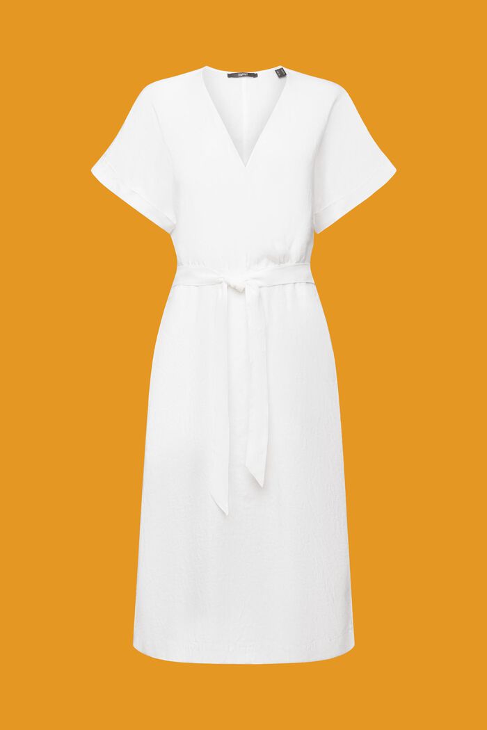 Zavinovací šaty, 100% len, WHITE, detail image number 6
