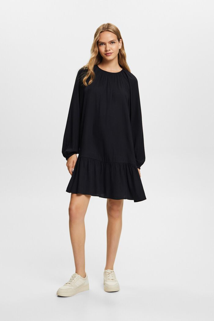 Volánové šaty, směs s bavlnou, BLACK, detail image number 5