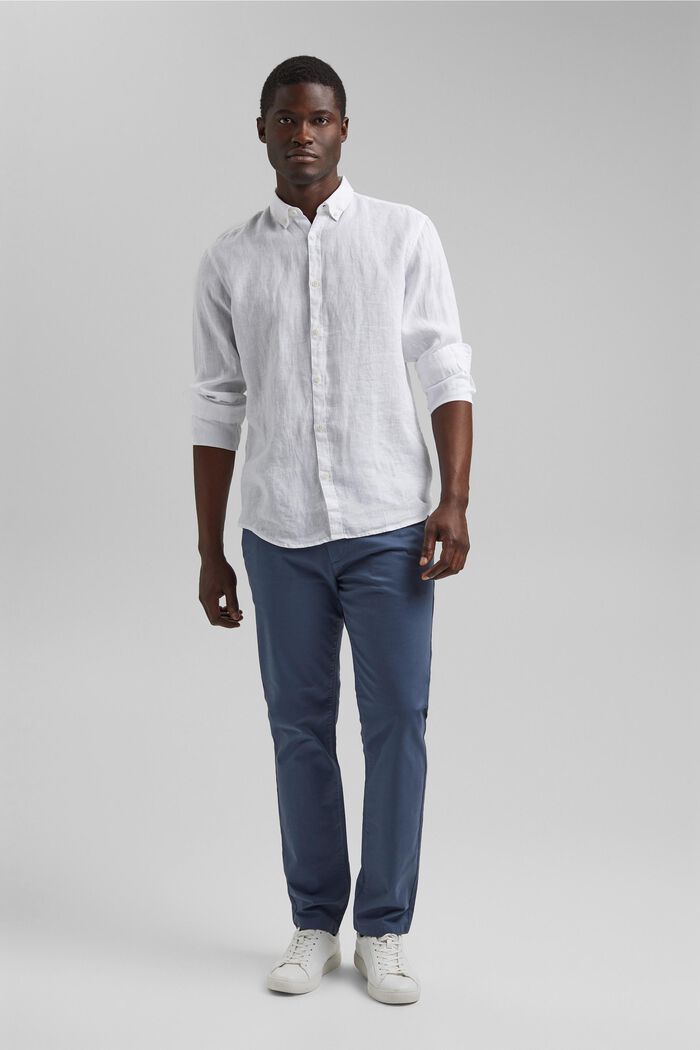 Košile s propínacím límečkem, 100% len, WHITE, detail image number 7