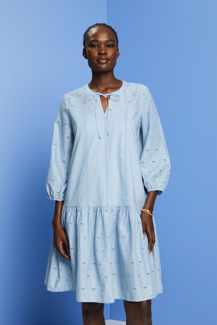 Vyšívané šaty, 100% bavlna, LIGHT BLUE LAVENDER, detail image number 0