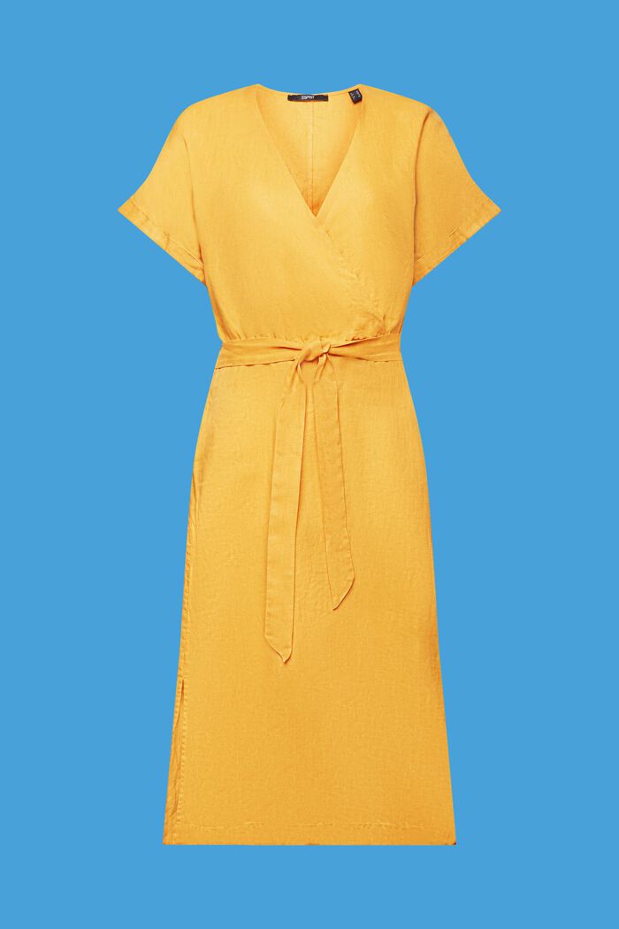 Zavinovací šaty, 100% len, SUNFLOWER YELLOW, detail image number 7
